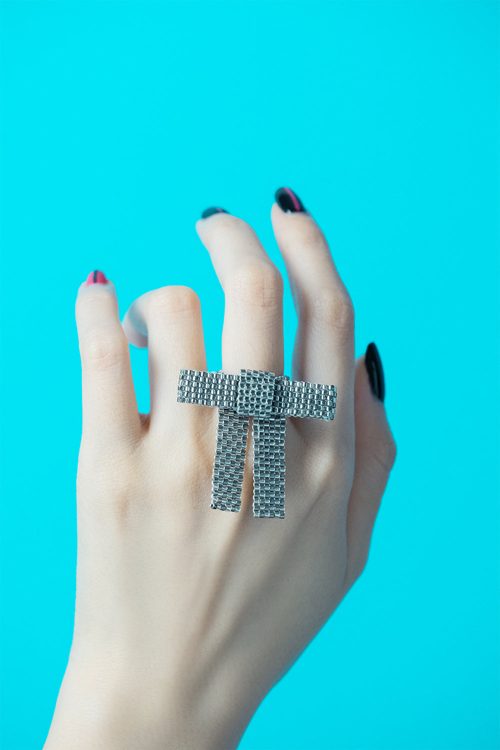 Silver bow set ( Ring & Necklace)