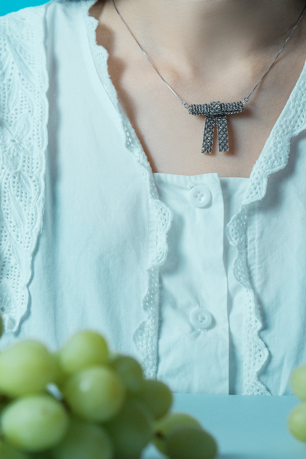 Silver Bow Necklace